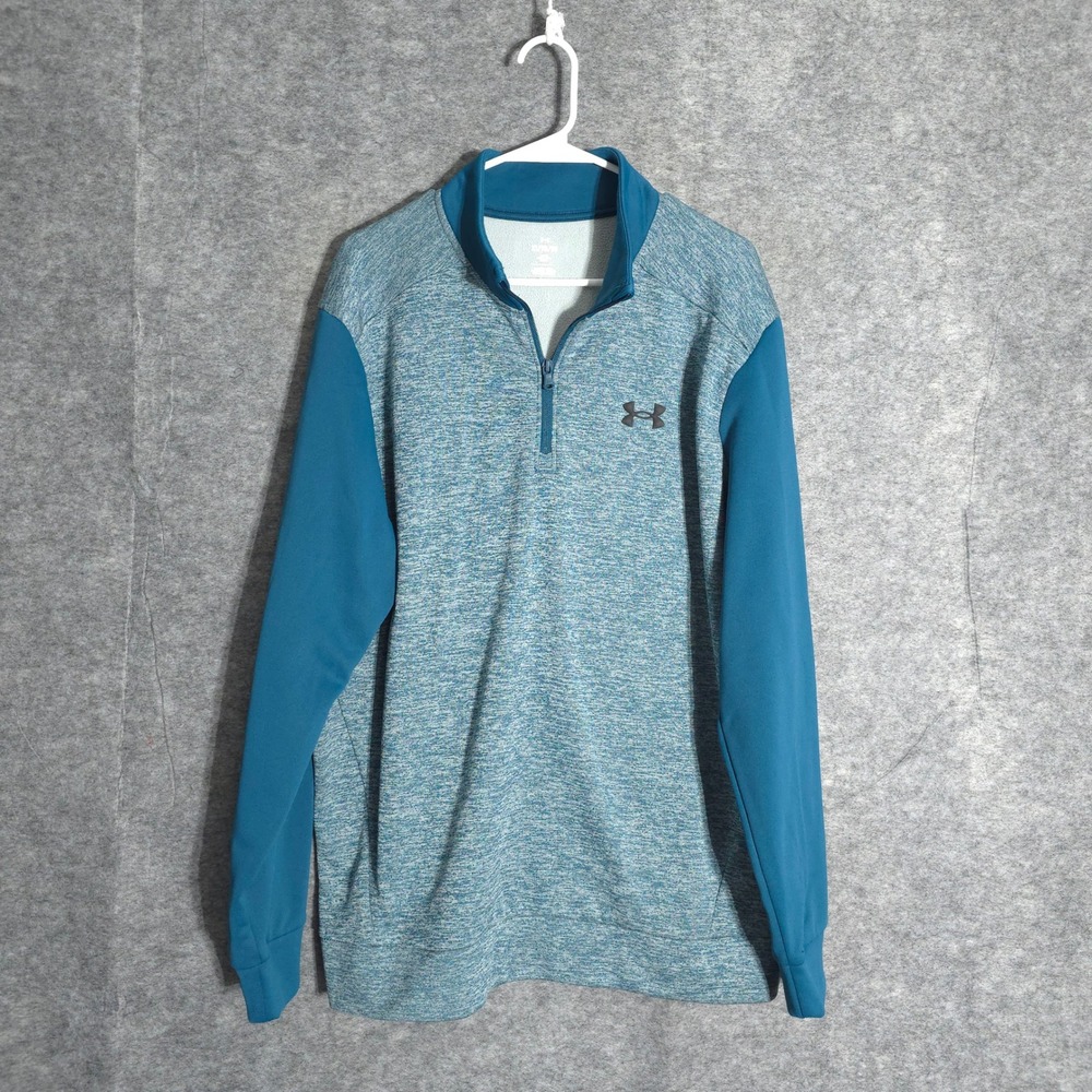 Under Armour Quarter Zip Pullover Men XL Blue Heathered Fleece 1373359 Loose Fit